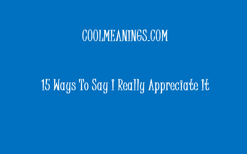 other ways to say i really appreciate it